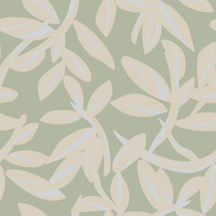 Neutral Colour Tropical Leaf Seamless Pattern Design