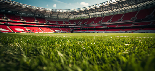 grass in an empty football stadium