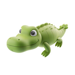 cute baby crocodile 3d rendering , cute crocodile icon illustration . ai generative