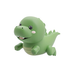 Obraz premium cute baby crocodile 3d rendering , cute crocodile icon illustration . ai generative