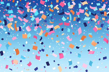Confetti in a flat design side view celebration theme cartoon drawing Monochromatic Color Scheme