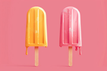 Ice cream popsicle in a flat design side view summer theme water color Splitcomplementary color scheme