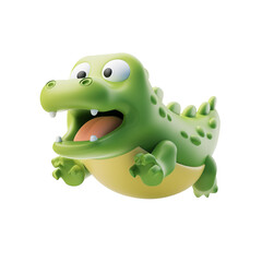 Fototapeta premium cute baby crocodile 3d rendering , cute crocodile icon illustration . ai generative