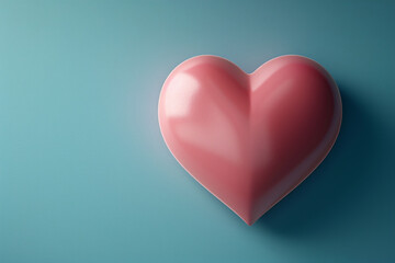 Vintage heart in a flat design top view romance theme 3D render vivid