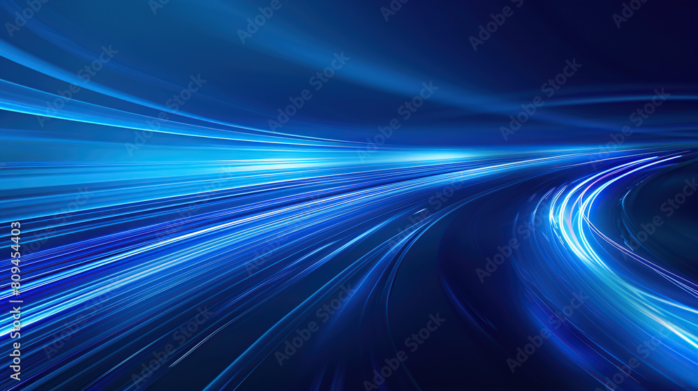 Aufkleber an abstract blue background with blurred stripes and light stripes on the horizon. the lines resembl