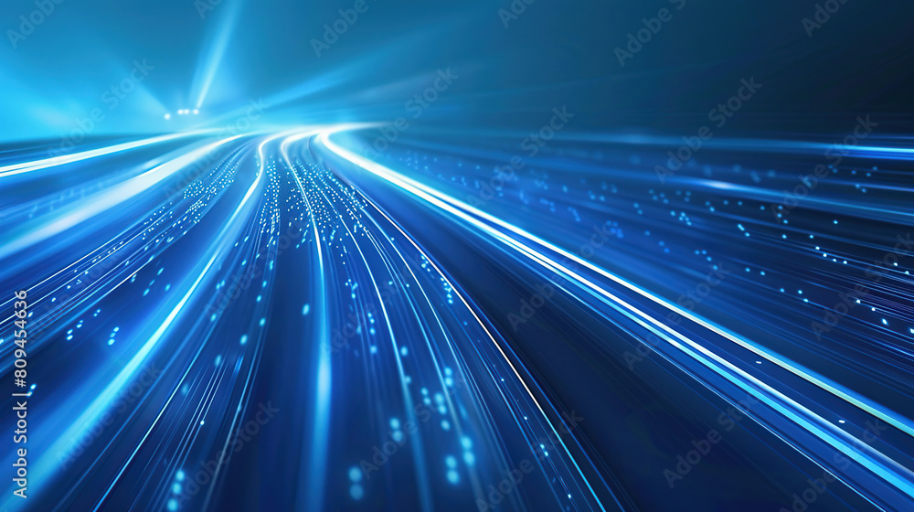 Aufkleber an abstract blue background with blurred stripes and light stripes on the horizon. the lines resembl