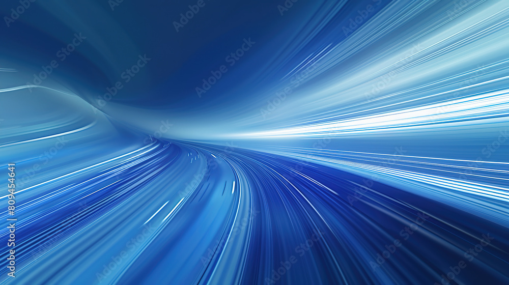 Aufkleber an abstract blue background with blurred stripes and light stripes on the horizon. the lines resembl