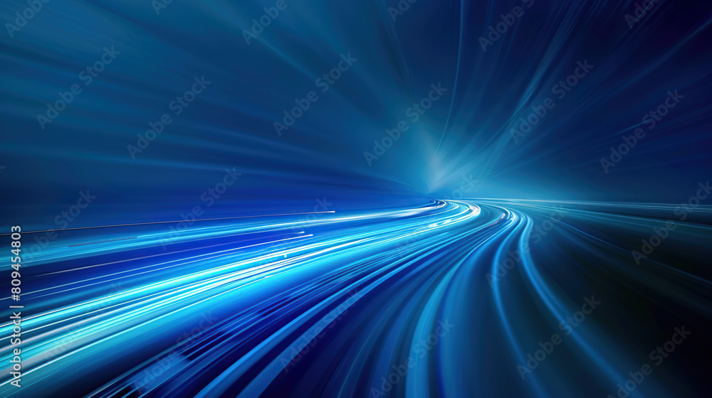 Aufkleber an abstract blue background with blurred stripes and light stripes on the horizon. the lines resembl