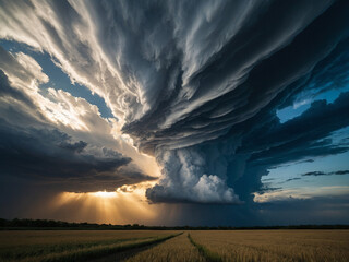 Nature's Deluge, A Massive Cloud Transforming into Rainfall on Earth