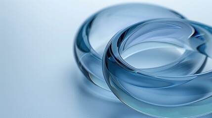 Abstract blue glass swirls on a soft backdrop