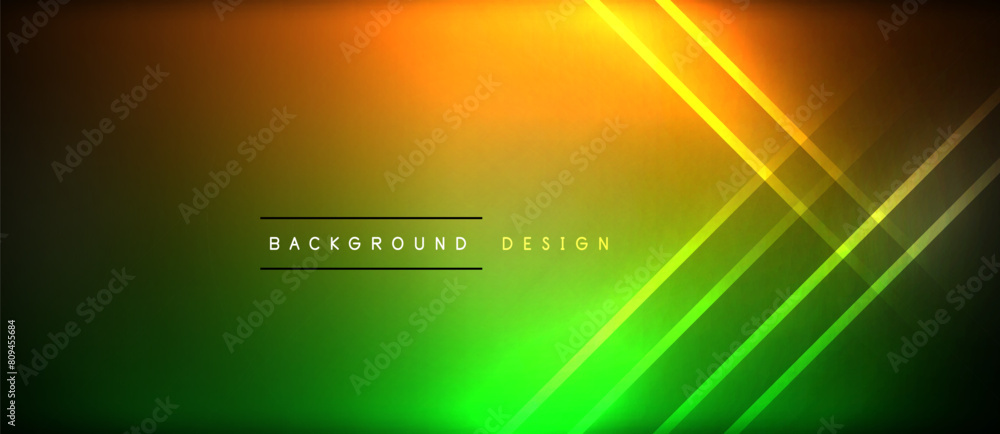 Poster amber sky glowing neon lines in a dark background, reminiscent of automotive lighting. the font and 