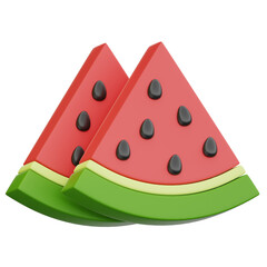 3d watermelon slice isolated.