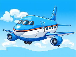 Cute plane cartoon, airplane illustration