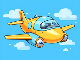 Cute plane cartoon, airplane illustration