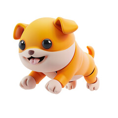 Fototapeta premium cute baby dog or puppy 3d rendering in simple minimalist style, playing , running , jumping and floating in the air . ai generative
