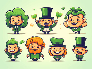 St. Patricks Day vector design elements set. St Patricks day traditional symbol set illustration cut out isolated background.
