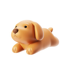 cute baby dog or puppy 3d rendering in simple minimalist style, playing , running , jumping and floating in the air . ai generative