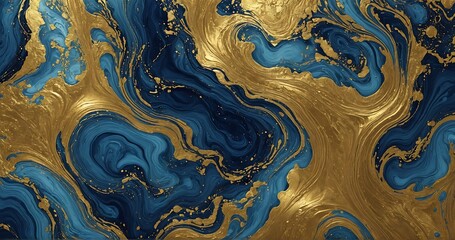 luxury wallpaper. Blue marble and gold abstract background texture. Indigo ocean blue marbling with natural luxury style swirls of marble and gold powder