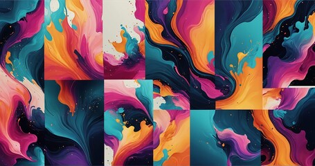 Set of trendy abstract design template
