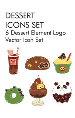 Dessert logo vector icon set 