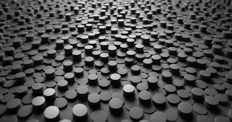3D abstract monochrome background with dots pattern vector design, technology theme, dimensional dotted flow in perspective, big data, nanotechnology.