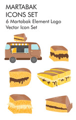 Martabak element food vector icon set 