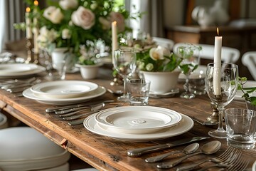 Understated and Refined Table Setting with Minimalistic Elegance
