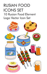 Rusian food vector icon set 