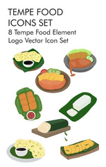 Tempeh food vector icon set 