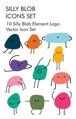 Silly blob logo vector icon set 