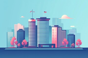 corporate finance flat design side view banking sector theme animation Splitcomplementary color scheme