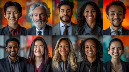 Diverse group of professionals showcasing vibrant and inclusive headshot portraits