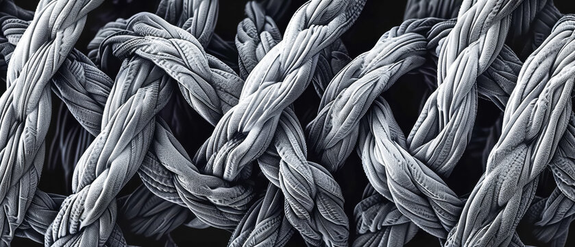 Electron microscope image of fabric fibers intricate weave patterns