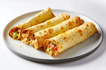 Delicious Air-Fryer Chicken Taquitos with a Drizzle of Hot Sauce