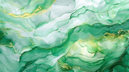 Modern abstract background, fluid art background light green and green colors. Liquid marble.