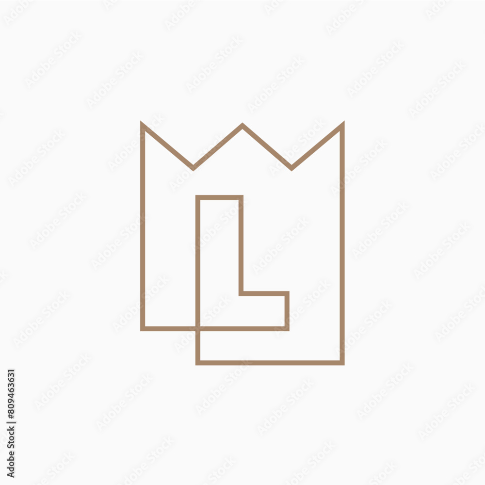 Wall mural L Letter King Crown Logo Vector Icon Illustration