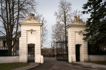 View of the castle gate of the New Royal Palace (New Castle), Grodno, Belarus