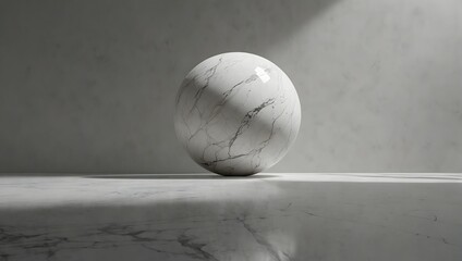 Alone on a canvas of pure white, a solitary marble gleams with quiet elegance ai_generated
