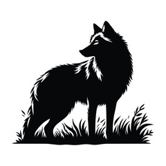 Obraz premium Black wolf in the style of silhouette