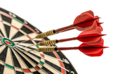 Darts target in business concepts isolated on a transparent background