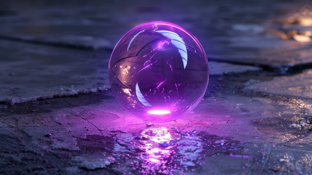Amazing glowing purple orb. It looks like a magic ball.