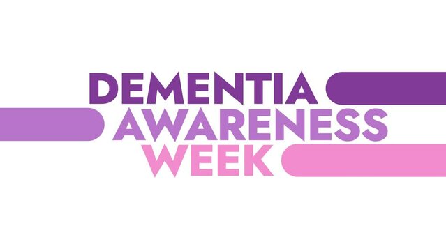 Dementia Awareness Week colorful motion graphics seamlessly loopable text animation on a white background great for awareness about dementia awareness week in may