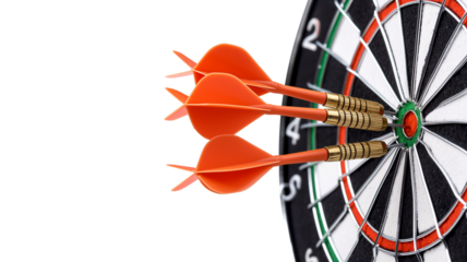 Darts target business concepts isolated on a transparent background