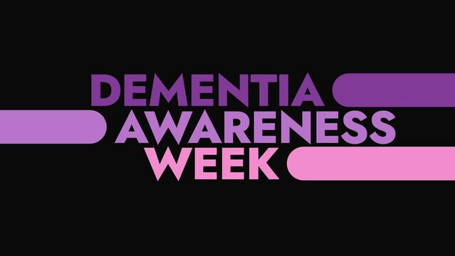 Dementia Awareness Week colorful motion graphics seamlessly loopable text animation on a black background great for awareness about dementia awareness week in may