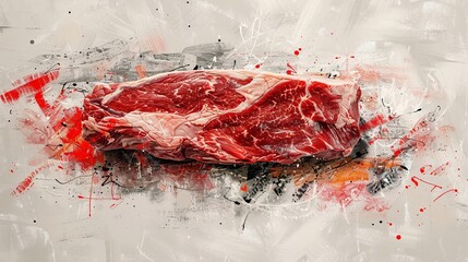 abstract, contemporary art piece featuring a beef chuck in a creative, non-literal interpretation