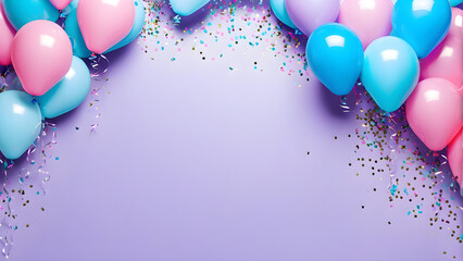 colorful balloons isolated on pastel background, party concept balloons background, AI generated