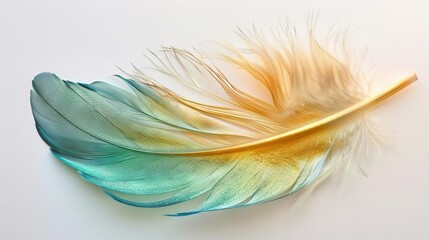 A delicate featherinspired gradient with iridescent transitions between golds and greens