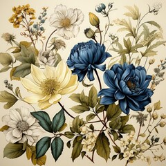 Fototapeta premium seamless background with yellow flowers