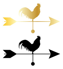 Illustration of black weather vane, gold weather vane