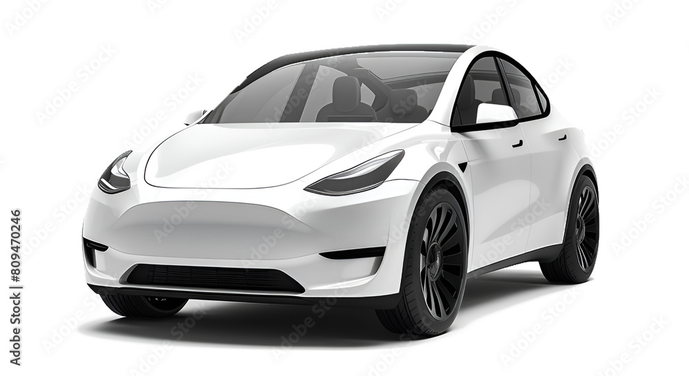 Wall mural Electric car in concept, EV car isolated on white background, image ai generate	
